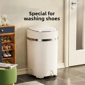 Semi-automatic drainage, dehydration, rejection and drying integrated household mini shoe brush, shoe washer, mini washing machine