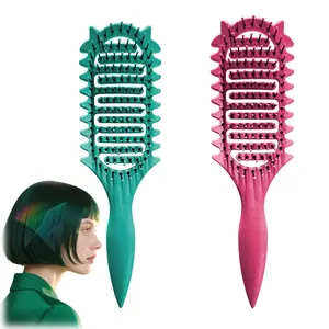 2-piece set wavy thermal brush,dandruff remover comb&curl defining men woman kid curl hair brush Black dandruff remover  curl defining bristle glow beauty barber salon beauty travel essential paddle emi jay Portable Air Vented Detangling hair brush dr