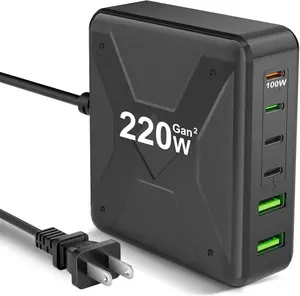 USB C Charger Block, 220W 6-Port Fast Charger, 100W USB C Laptop Charger for MacBook Pro/Air,iPad Series,  16/15 14/13Pro Max/12  Galaxy Note