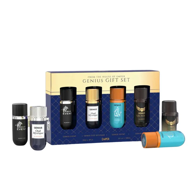 4in1 Genius Men’s Gift Set - 25ml - Eau de Parfum- Genius Event 25ml+ Genius Victory 25ml+ Genius Hayati 25ml + Genius Oud Mystique 25ml - Lechameu by Emper