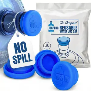 Reuse-Friendly Reusable Silicone 5 Gal Water Jug Plug Covers - No Spill, Leak-Proof, Fits All Standard 3 & 5 Gal Jugs, Drinkware Accessory Replacement Caps (3-Pack)