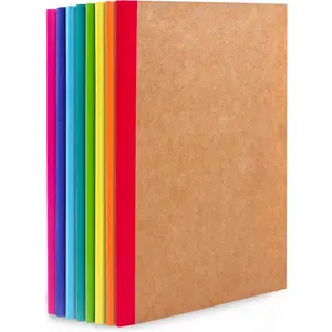 8 Pack Composition Notebooks Bulk,  Cover Lined Blank College Ruled Composition Travel Journals with Rainbow Spines For Women Students Business, 60 Pages, 8.3"x 5.5", A5, 8 Colors