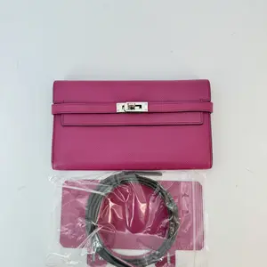 Pre-owned HERMÈS epsom Mini Bags Hermes Chevre Mysore Kelly Wallet To Go Magnolia