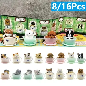 8/16Pcs Cute Dog Cat Miniature Ornaments Puppy Kitten Figurines Model Gifts for Child Kids Birthday Desk Car Garden Home Decor