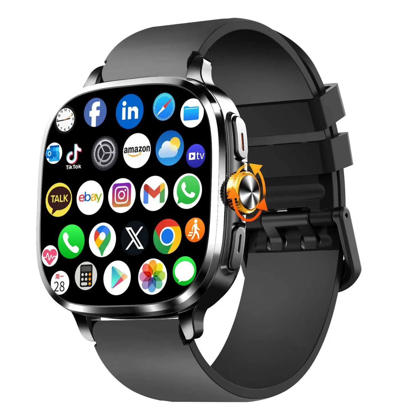 Vibration English version smartwatch with SIM card 2.4inch Rotating camera heart rate blood pressure NFC access control S99