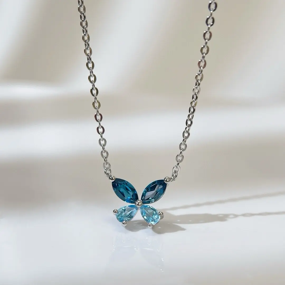 RP birthstone butterfly topaz necklace November  birthstone silver