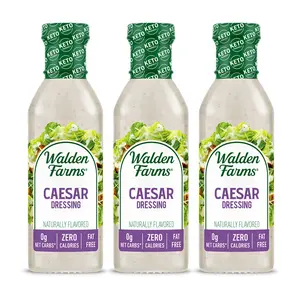 WALDEN FARMS Caesar Dressing, 12 oz Bottle, Creamy & Light Tangy Flavor, 0 Net Carbs, Kosher Certified Natural Topping for Salads & Pasta