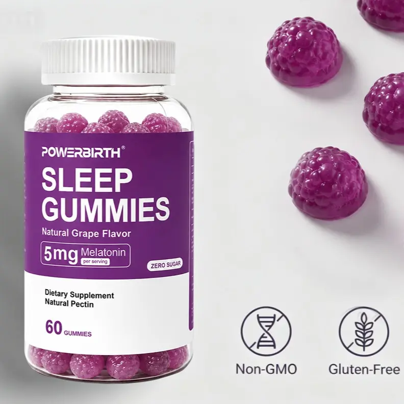 POWERB IRTH-- Melatonin Sleep Gummies, sleep aid supplement containing magnesium and zinc, 5 mg melatonin sleep gummies, 60 pieces, vegan, non-GMO