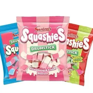 Squashies Drumstick Candy 3 Pack Bundle - Strawberry Flavor Candies - 120g each