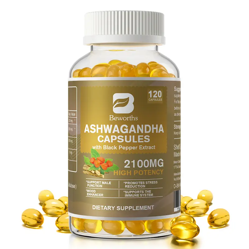 Organic Ashwagandha 2,100 mg - 120 Veggie Capsules Pure Ashwagandha Powder and Root Extract Supplement - Stress Relief, Mood Enhancer