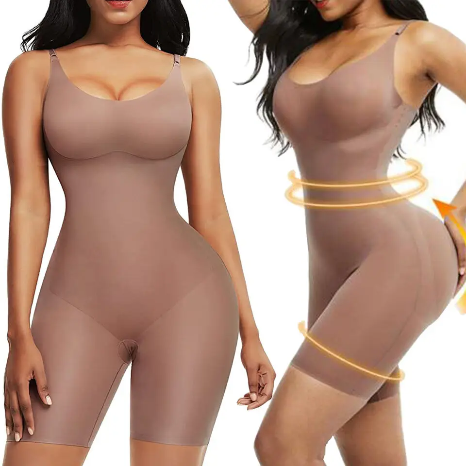 Bodysuit Tummy Control Shaper for Women Seamless Butt Lifter Thigh Slimmer Body Shaper Compression Fit Shapewear Womenswear Adjustable Bottom Clothing Comfortable High Waist
