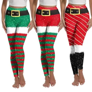 Christmas Girl Leggings Elf Cosplay Costume 3D Printing Women Yoga Leggings Xmas Pants Carnival Party Halloween Trousers