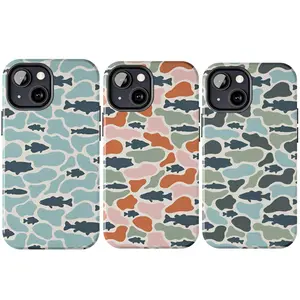 Camouflage Bass Fishing Phone Case, Ol School Southern Style Camo Cover For iPhone 16 15 14 13 12 11 X Xr Xs 8, Unique Accessories, Hunting Gifts, Durable, Outdoors Compatible with iPhone 17 Air