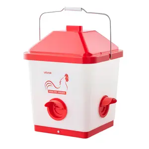 VEVOR Automatic Chicken Feeder, 40 Pounds Capacity, Large Gravity Hanging Poultry Feeder Dispenser with Handle, No Waste Rainproof Design, 3 Feeding Ports, Inside or Outside Hen Coop, for Chickens