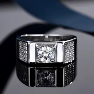 925 Sterling Silver Inset Shiny Synthetic Zircon Ring for Men and Women, 7.2 Grams, High-Grade Ring, Suitable for Lovers