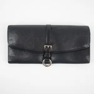 Pre-owned PRADA Leather small leather goods Black Saffiano Ribbon Long Wallet #2277