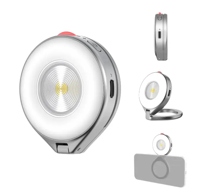 TELESIN Magnetic External Phone Flash & Fill Light for iPhone & Android, Bluetooth Camera Remote, Dimmable LED Light with 3 Color Modes, 6500K 5000Lux Portable Flash for TikTok, Selfies & Night Photography