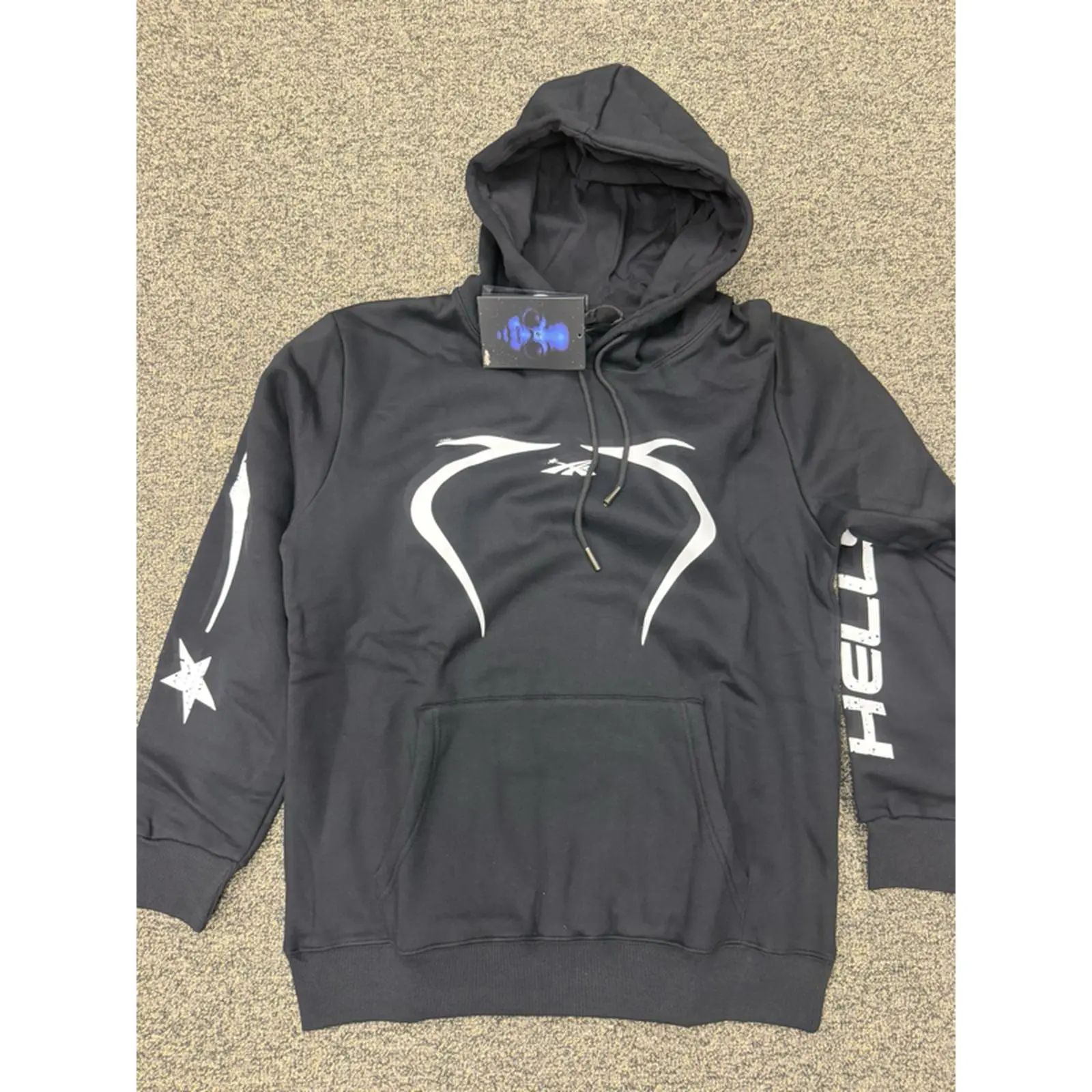 Hellstar Hoodie - Black with White Logo and Star Design