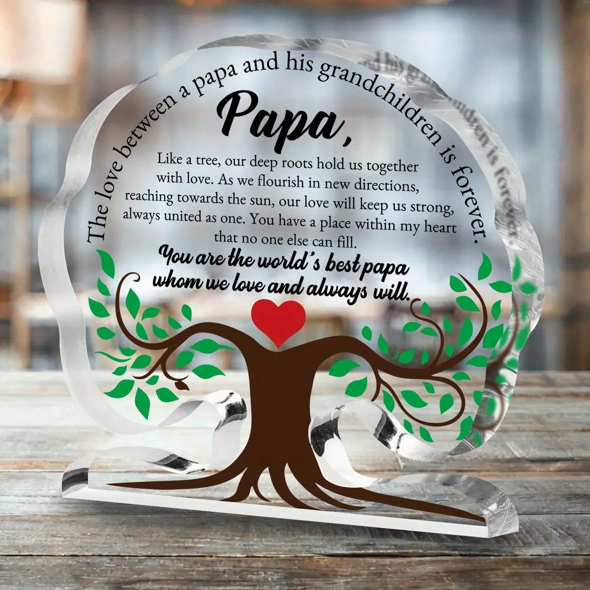 Tree Letter Pattern Acrylic Plaque Sign, Decorative Plaque, 1 Count Letter for Papa Birthday Gift, Unique Gift for Papa, Festive & Party Supplies, Decor, Vintage Plaque Decor, Vintage Plaque Decoration, Acrylic Desktop Plaque, Acrylic Signage Plaque