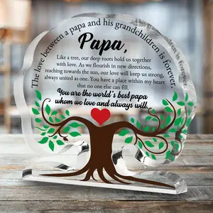 Tree Letter Pattern Acrylic Plaque Sign, Decorative Plaque, 1 Count Letter for Papa Birthday Gift, Unique Gift for Papa, Festive & Party Supplies, Decor, Vintage Plaque Decor