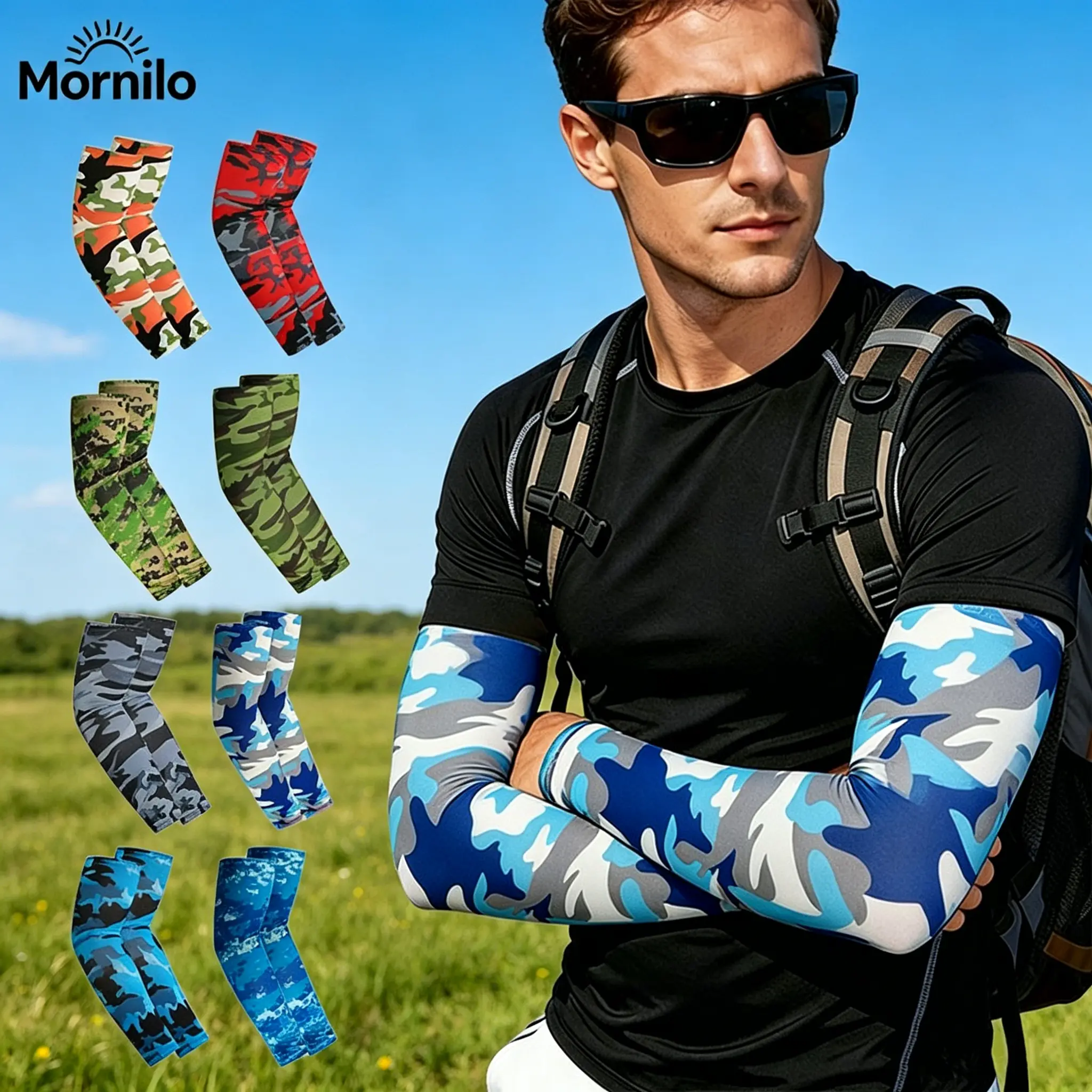 4Pairs/8Pairs Assorted Camouflage Cooling Arm Sleeves, UPF 50+ UV Protection Ice Silk Breathable Quick Dry Stretchy Arm Covers, Unisex Tattoo Concealer Sun Guards for Hiking Fishing Hunting Cycling Golf Outdoor Sports