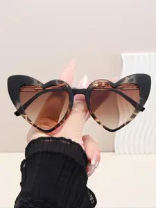 Women's Heart Shaped Frame Glasses, Trendy Casual Glasses for Everyday Use, Fashion Accessories for Outdoor Activities, Heart Shaped Sunglass
