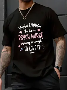 100% Cotton Tough Psych Nurse Psychiatric Nurse Practitioner T-Shirt, Women's Men's Graphic Tee Causal Tops