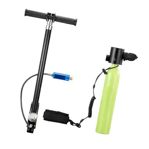 Mini Scuba Tank, 0.5L Portable Diving Tank for Underwater Breathing, Reusable Lung Diving Cylinder up to 10 Minutes Dive Time, Emergency Rescue Pony Bottle with Pump, Bag, Lanyard for Snorkeling