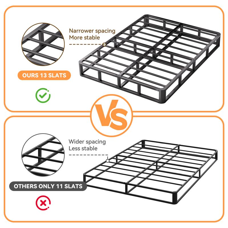 3500 lbs Enhanced Edition Heavy Metal Box Spring Bed Base Extra Large Mattress Base, Easy to Assemble and Noise Free, Compatible with Full/Queen/King Beds, Easy to Clean Fabric Cover,Bed with Storage,Headboard, Storage Bed, Double Bed Frame