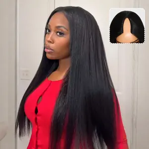 UNice Upgrade EasiContour V Part Glueless Kinky Straight Wig Beginner Friendly Human Hair Easy to Install