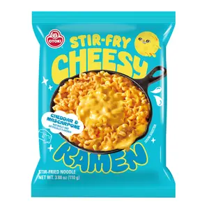 OTOKI Cheesy Ramen Stir-Fry, Cheddar & Mascarpone Flavor | Creamy & Savory Stir-Fry Korean Instant Noodles (4 Pack, 15.66oz) Cheese Ramen