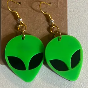 Green Alien Earrings