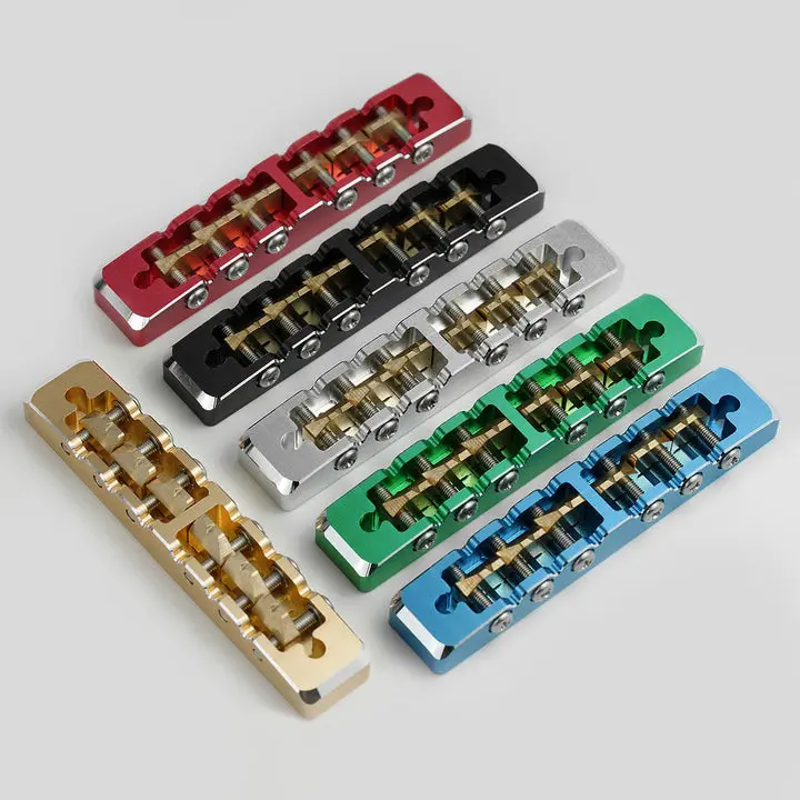 Guyker GMA-001 Lightweight CNC Machined Aluminum Guitar Bridge with Brass Saddles