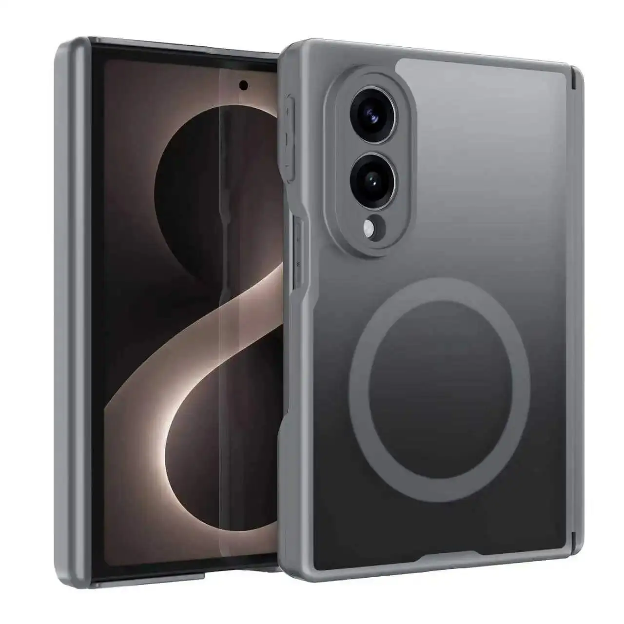 HAY For Samsung Galaxy Z Fold 8 Case Magnetic Magnet Matte Transparent Wireless Charging Back Cover With Hinge Protect Hard Shell