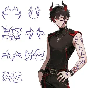 Kpop Boy Group Temporary Tattoos - 8 Sheets Purple Full Body Set Patterns Tattoos Stickers Waterproof Cosplay Costume Accessories for Cosplay Party