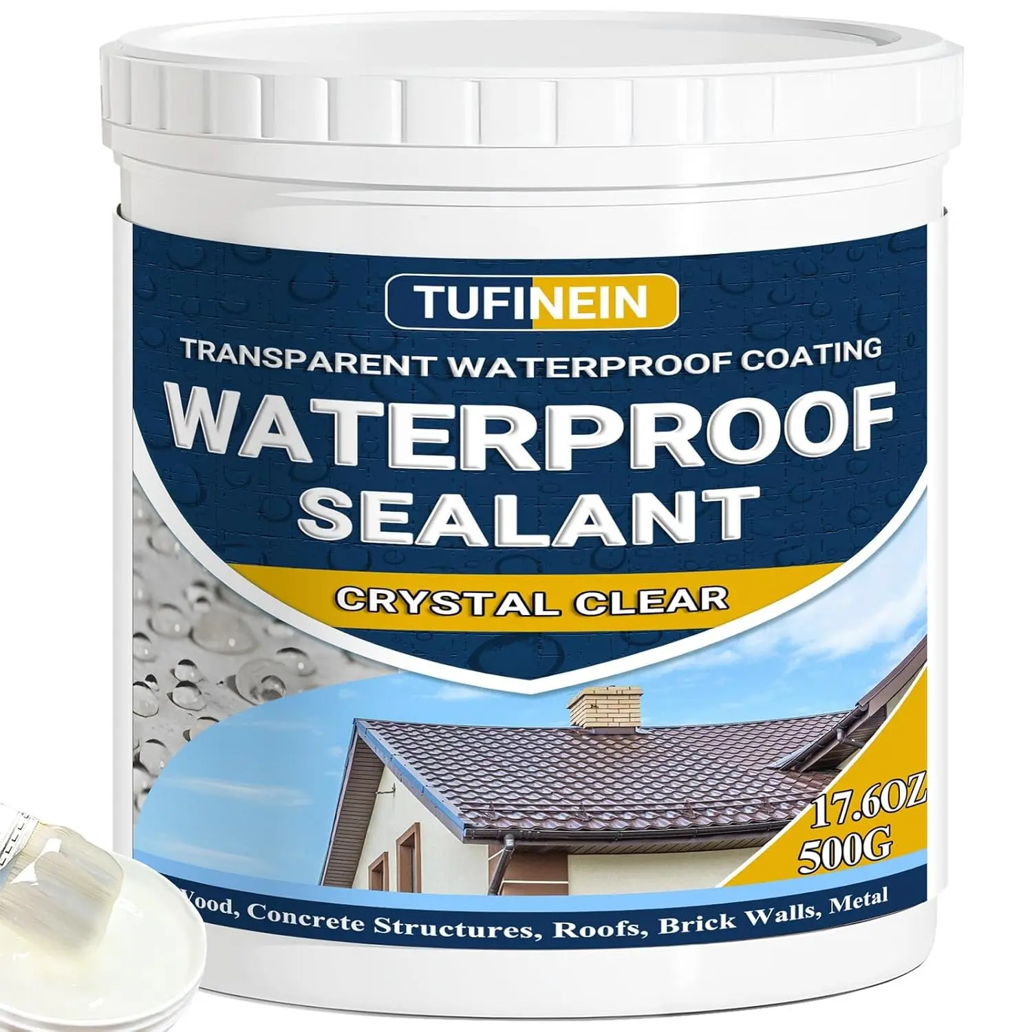 TUFINEIN 17.6oz Clear Water-Based Waterproof Sealant - Invisible Coating for Roofs, Walls, Hardware Sealing