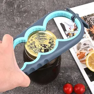 4-in-1 Jar Opener for Weak Hands & Seniors. Multi-Purpose Non-Slip Bottle Opener & Lid Gripper Tool. Ergonomic Rubber Handle Heavy Duty Kitchen Gadget for Arthritis. Easily Open Jam, Pickle & Water Bottles. Essential Home Cooking Accessory.