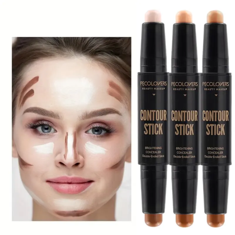 1PC [Dual-Ended Highlighter Stick] Multi-Functional Dual-Ended Highlighter And Contour Pencil - Concealer Stick - Waterproof, Buildable Concealer Foundation Stick, Bronzer Highlighter