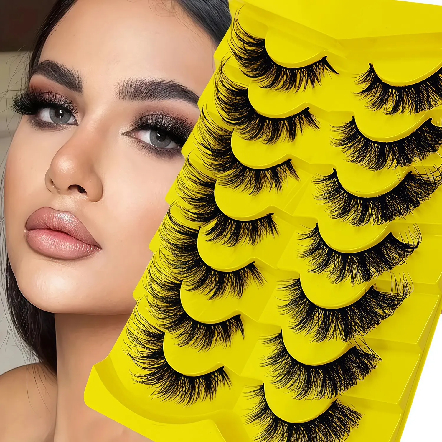 7 Pairs Cat Eye Eyelashes, 3D Natural False Lashes, Fluffy Soft Cross Manga Lashes, Wispy Natural Eyelash Extension, Eyelashes Extensions, Makeup Accessories, Fake Lashes