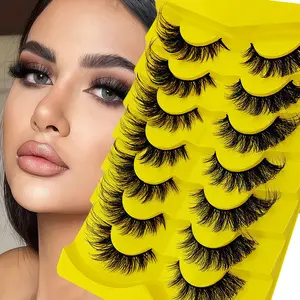 7 Pairs Cat Eye Eyelashes, 3D Natural False Lashes, Fluffy Soft Cross Manga Lashes, Wispy Natural Eyelash Extension, Eyelashes Extensions, Makeup Accessories