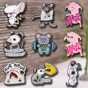 9PCS Cartoon Mouse Punk Style Cute Animal Alloy Pin Brooch Set - Versatile Clothing Accessory Badge for Bags Jackets or Hats - Thoughtful Collectible Gift
