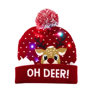 Light Up Christmas Hat, LED Christmas Beanie Unisex Knitted Beanie Holiday Hat for Xmas Party