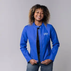PU Leather Embroidered Zeta Phi Beta Jacket