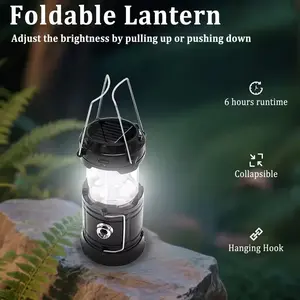 4-Pack Solar Collapsible Portable LED Camping Lantern Lightweight Waterproof Solar USB Rechargeable LED Flashlight Survival Kits for Indoor Outdoor Home Emergency Light Power Outages Hiking Hurricane