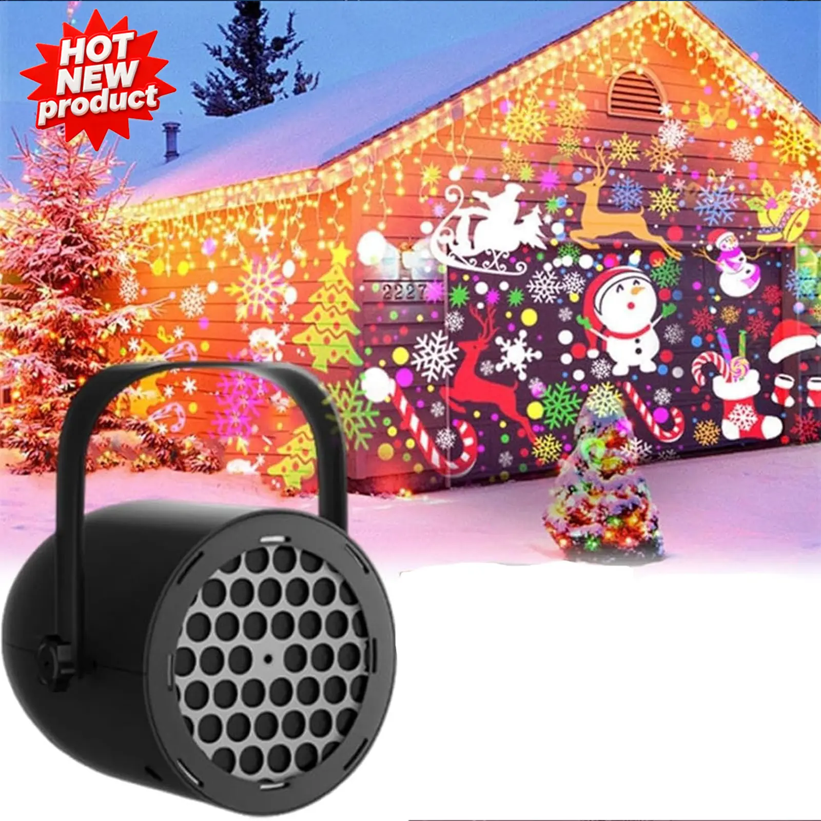 16-Pattern USB-Powered LED Multicolor Christmas Projector Light with Santa & Bells, Compact Adjustable Indoor Lamp for Room Ceiling, DIY Felt Crafts Accessory (Toys & Hobbies), Polyester