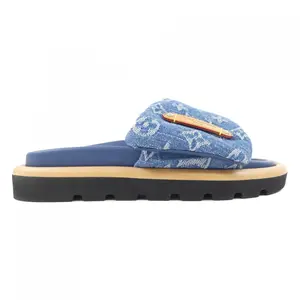 Pre-owned Louis Vuitton Denim Small Leather Goods Pool Pillow Line Mule Monogram Sandals