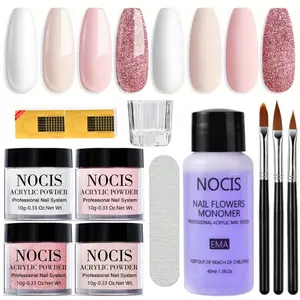 Acrylic Nail Care Kit Starter, 1 Set Glitter Acrylic Nail Kit, Trendy Nail Art Files on Nails Kits, Acrylic Set for Beginners Home Practice