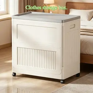 Extra Large Foldable Clothes Storage Box, With Lid and Universal Wheels, Perfect for Bedroom Seasonal Clothes Quilt Organization, Durable Thickened Stackable Storage Container for Home Use