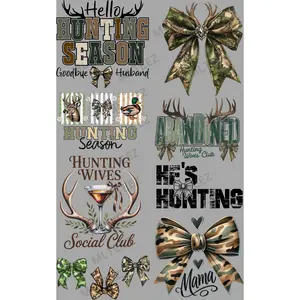HELLO HUNTING SEASON (1) PREMADE GANGSHEET  - 22X36  DTF TRANSFERS - DIRECT TO FILM