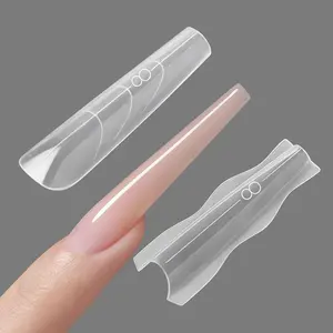 180 Pcs Sandwich Nail Forms Reusable Quick Nails Extension Mold for Builder Poly Gel,15 Sizes Long Coffin Bulider Dual Forms with Almond Shape Guide Lines Nail Art Tools Salon Home